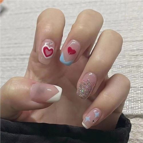 Gel Heart Print műköröm
